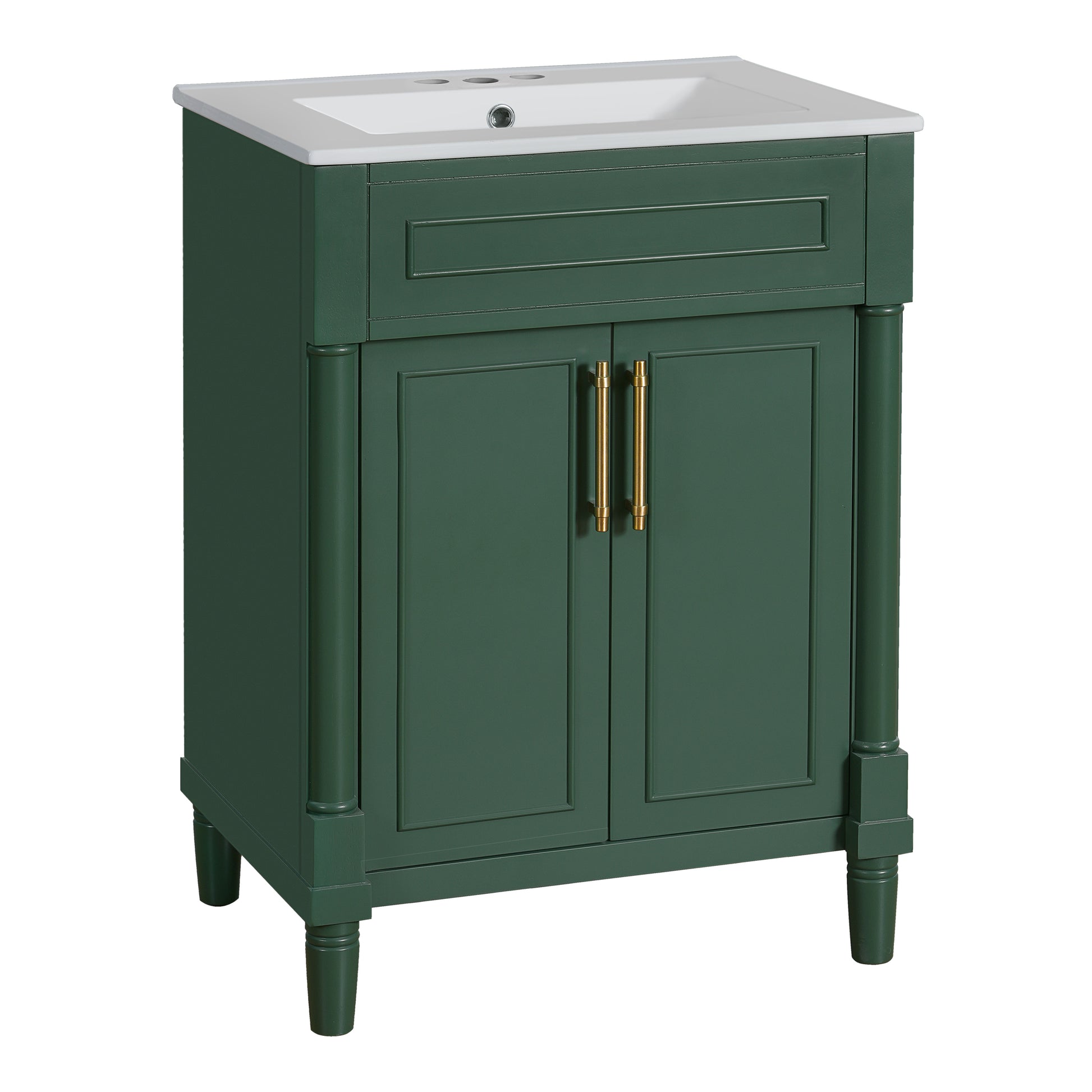 24" Bathroom Vanity with Integrated Ceramic Sink, Bathroom Cabinet with 2 Doors, Single Sink Bathroom Vanity for Small and Medium Restroom image 12