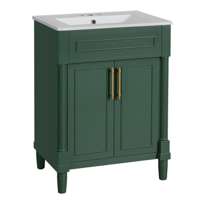 24" Bathroom Vanity with Integrated Ceramic Sink, Bathroom Cabinet with 2 Doors, Single Sink Bathroom Vanity for Small and Medium Restroom image 12