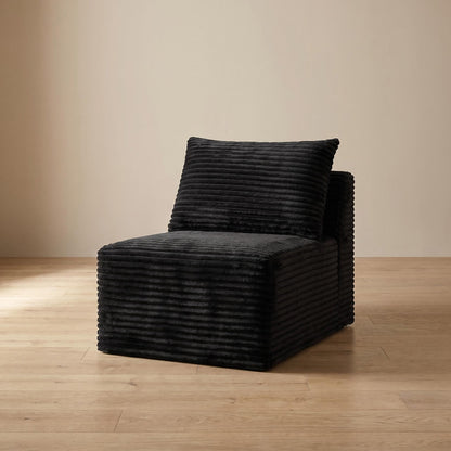 Black Corduroy Modular Compression Sofa, Legless Floor-Hugging Armless Accent Chair for Living Room Bedroom image 2