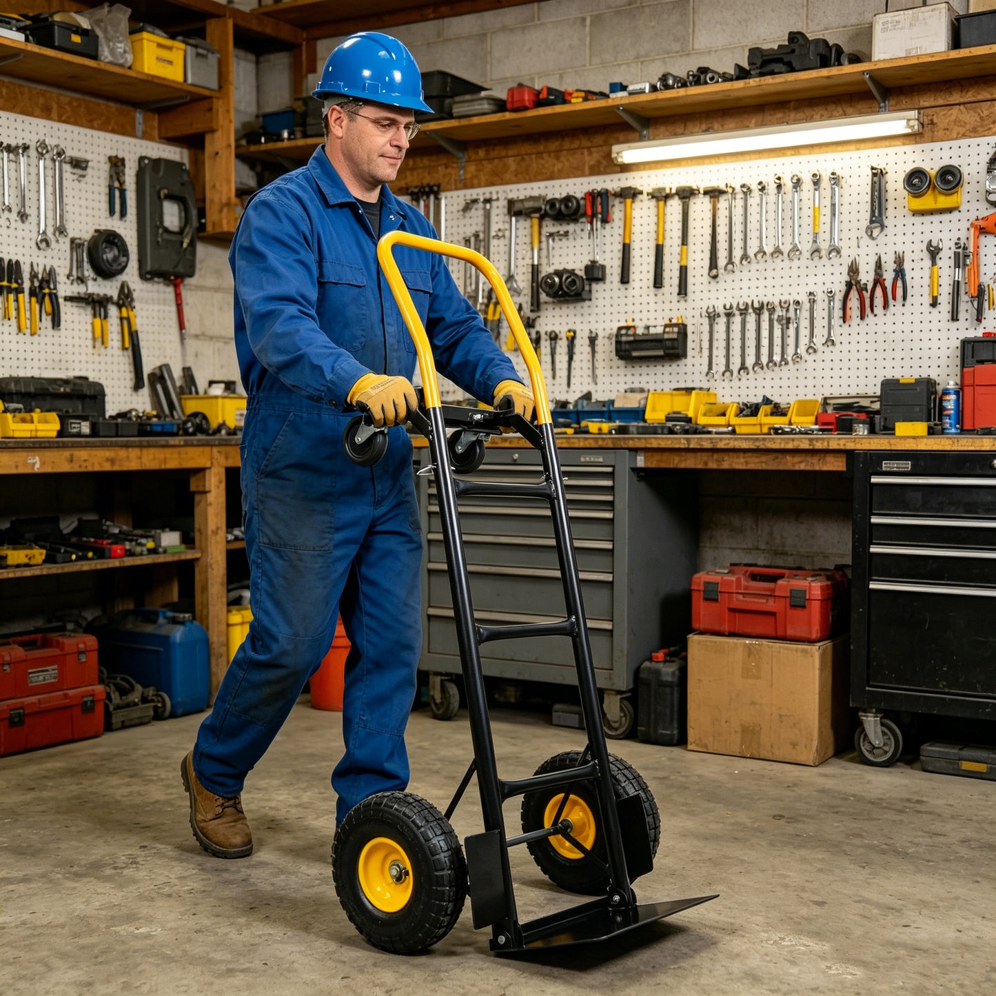 HT1006BK-YL Hand Truck Dual Purpose 2 Wheel Dolly Cart and 4 Wheel Push Cart with Swivel Wheels 330 Lbs Capacity Heavy Duty Platform Cart for Moving/Warehouse/Garden/Grocery image 2