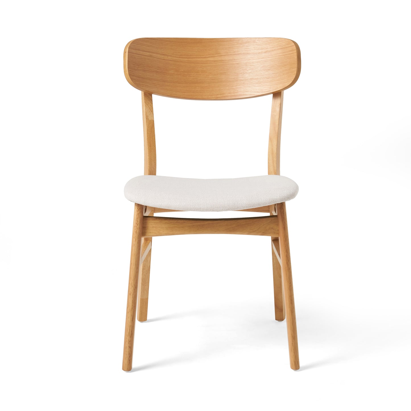 [Video] Set of 2 Dining Chairs - Fabric Cushioned Seat, Solid Rubberwood Legs, Light Beige (same sku: 58925.00LBE) image 5