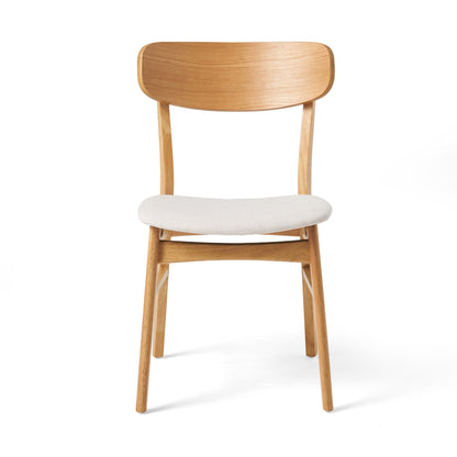 [Video] Set of 2 Dining Chairs - Fabric Cushioned Seat, Solid Rubberwood Legs, Light Beige (same sku: 58925.00LBE) image 5
