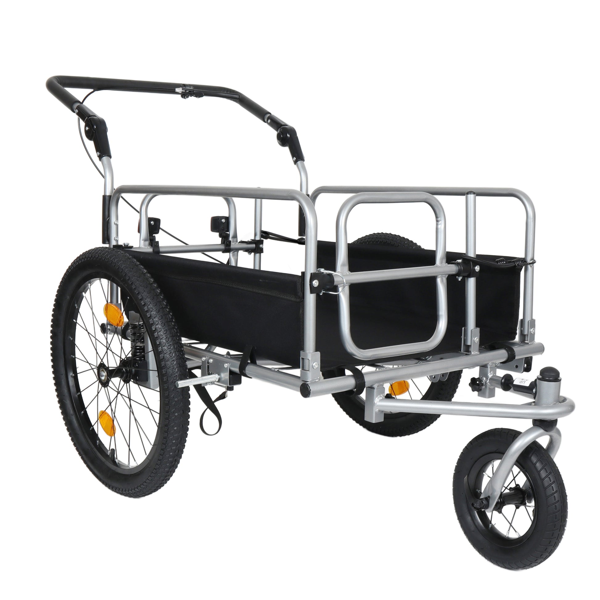 3-in-1 Heavy-Duty Bike Cargo Trailer -Bike Compatible Steel Frame, 110lb Capacity, Convertible Stroller & Pull Cart w/Suspension, 20 *2-3/8" FAT tire image 9