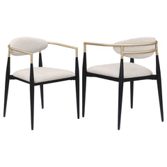 Mistra Beige Fabric Upholstered Dining Arm Chair (Set of 2)
