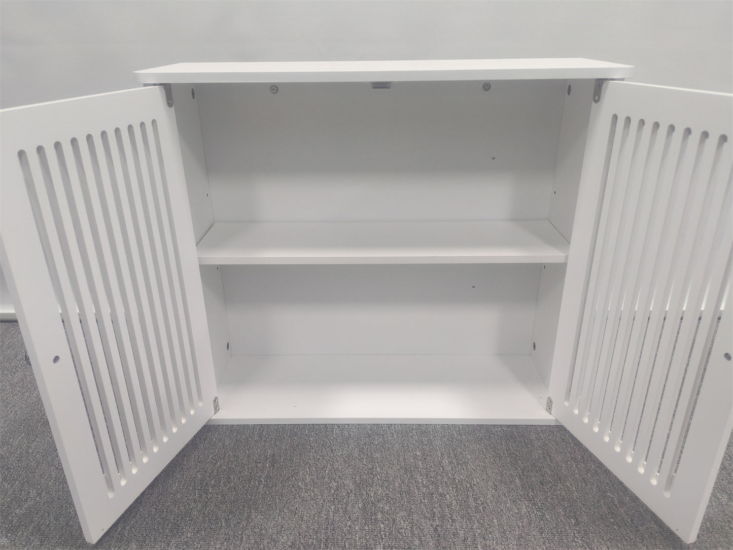 Bathroom wall-mounted cabinet, louvered double-door wall-mounted bathroom storage cabinet, practical medicine cabinet, household wall storage cabinet, white. image 3