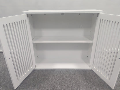 Bathroom wall-mounted cabinet, louvered double-door wall-mounted bathroom storage cabinet, practical medicine cabinet, household wall storage cabinet, white. image 3