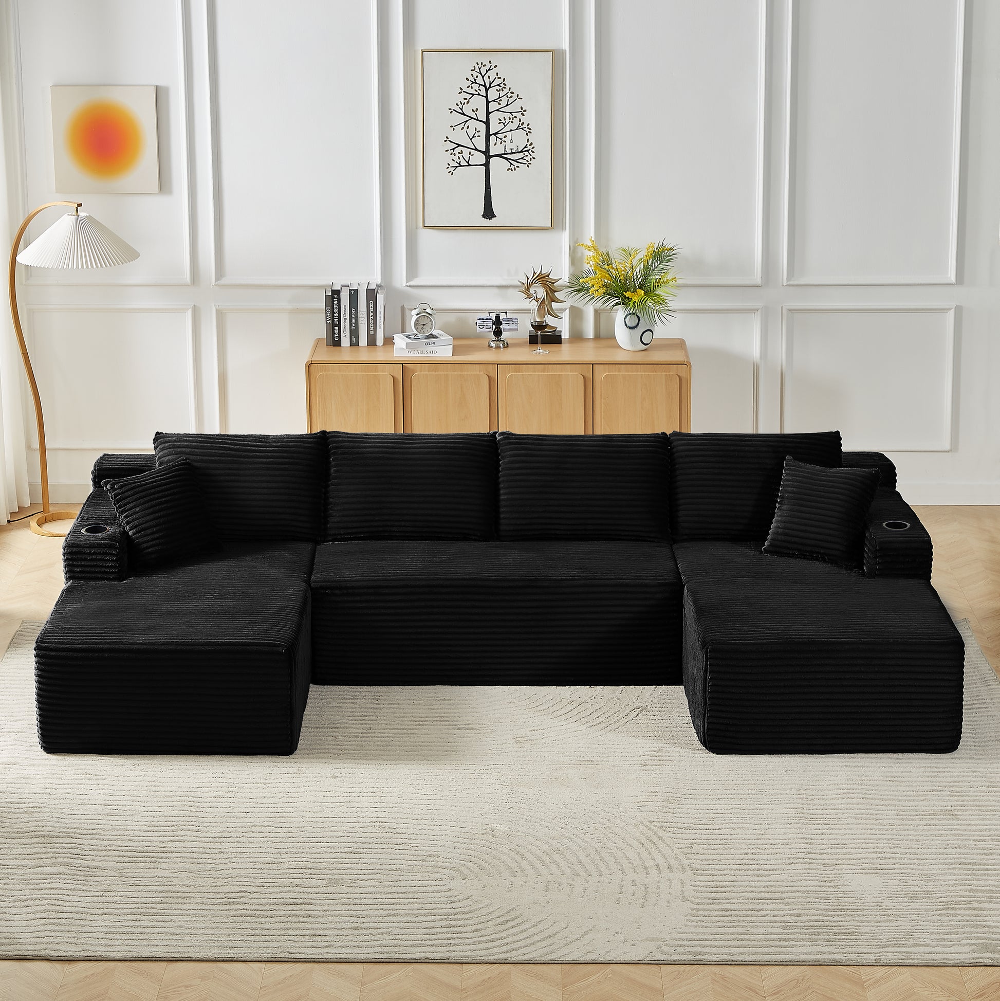 Chenille U-Shaped Sectional Sofa Set,Minimalist Style Modular Sectional Sofa, Luxury Chenille Fabric Cloud Couch for Living Room image 1