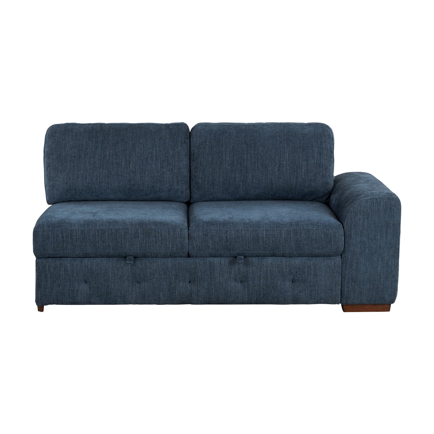 Modern Blue One Arm 2-Seater Sofa with Pull-out Bed Right Side Tufted Chenille Fabric Upholstery Solid Wood Living Room Furniture 1pc image 1