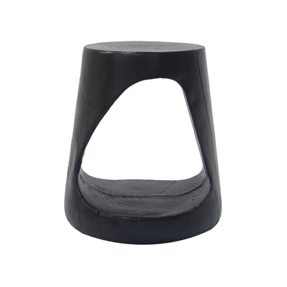 MGO Hollow Side Table, Wood-like texture, Black Color image 5