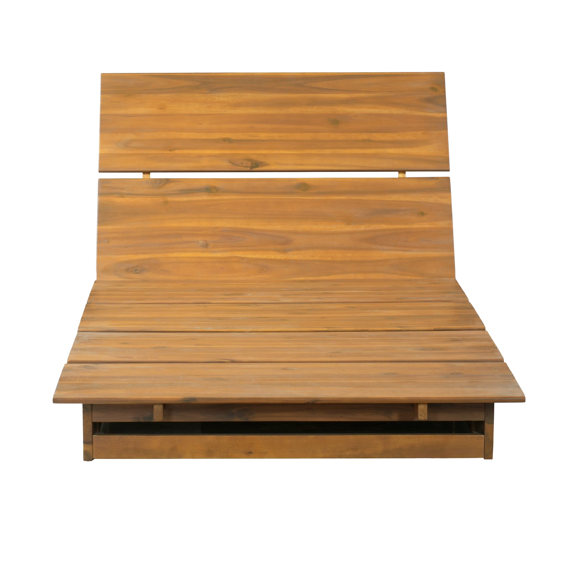 Acacia Wood Outdoor Chaise Lounge,Teak Finish, 3-Position Adjustable Backrest, Patio Poolside Sun Lounger, 400 lbs Capacity,Modern Patio Sun Lounger for Garden, Poolside image 5
