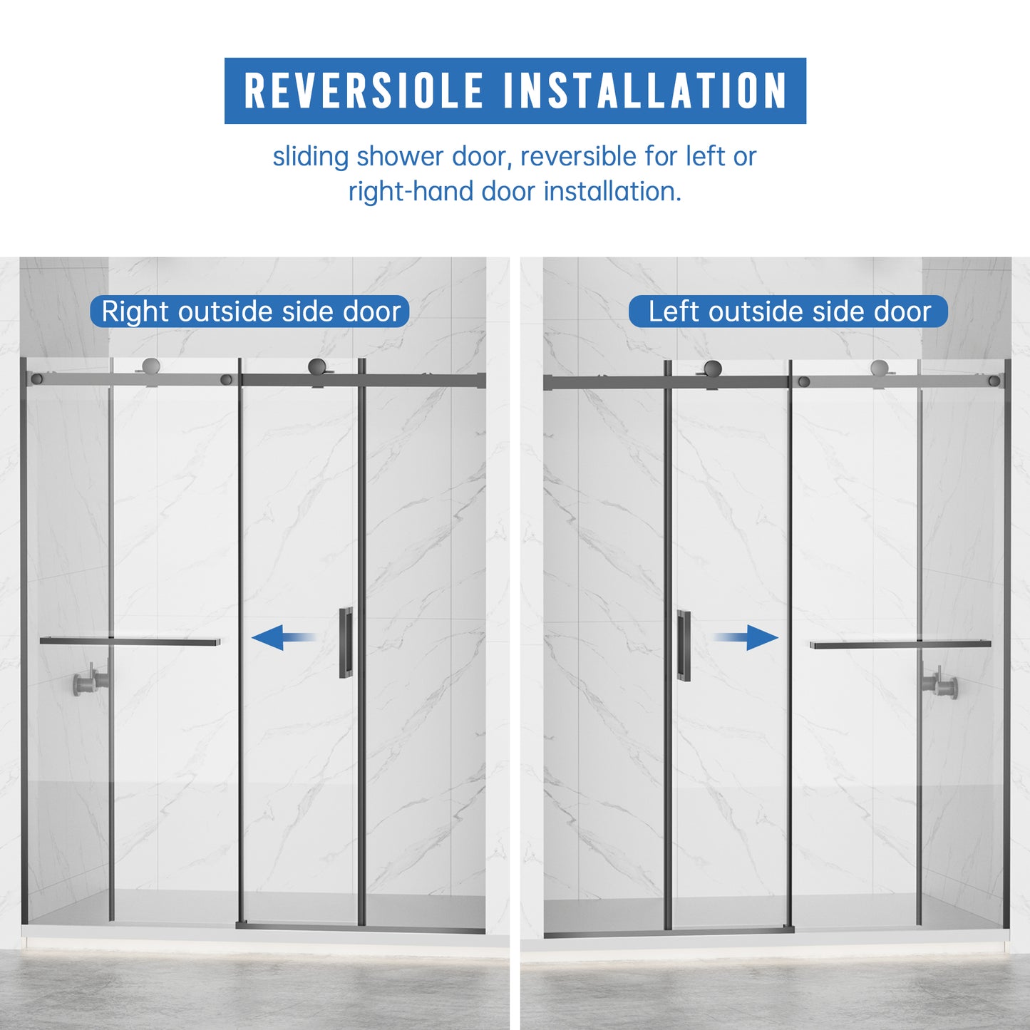 56-60" W × 72" H Frameless Sliding Shower Door,Waterproof Glass Shower Door with Upper Soft Closing System, 5/16" (8mm) Tempered Glass,Double Side Easy Clean Coat,Matte Black image 12