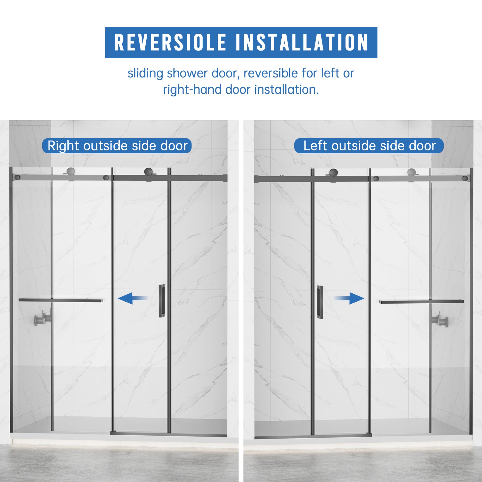 56-60" W × 72" H Frameless Sliding Shower Door,Waterproof Glass Shower Door with Upper Soft Closing System, 5/16" (8mm) Tempered Glass,Double Side Easy Clean Coat,Matte Black image 12