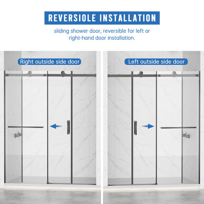 56-60" W × 72" H Frameless Sliding Shower Door,Waterproof Glass Shower Door with Upper Soft Closing System, 5/16" (8mm) Tempered Glass,Double Side Easy Clean Coat,Matte Black image 12