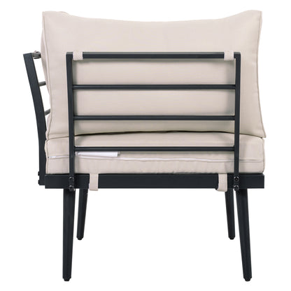 TREXM 6-Piece Outdoor Sectional Sofa Set with Round Nesting Coffee Tables and Seating Sofa with Cushions for Patio, Porch and Garden (Beige) image 6