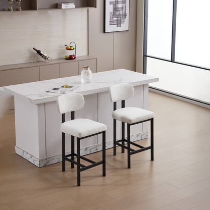 Bar Stools Set of 2, 26 inch Modern Upholstered Fabric Counter Height Barstools, Kitchen Island Chairs with Black Metal Legs for Dining Room/Kitchen Island/Bar image 10