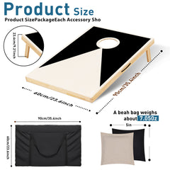 Solid Wood Premium Cornhole Set -  3 Feet x 2 Feet Game Boards, Includes Set of 8 Corn Hole Toss Bags