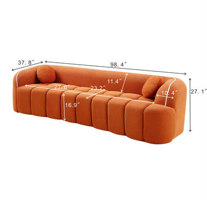 98.4" Modern Compressed Sofa, Cloud Couch 3-Seater Corduroy Sofa, No Assembly Required, Bubble Channel Tufted Couch with 2 Pillows, Comfy Deep Seat for Living Room, Apartment, Office image 6