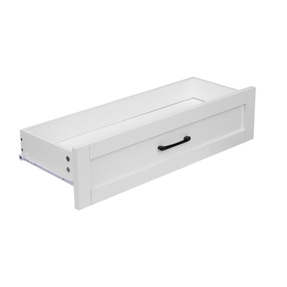 K&K 82.7 inch Kitchen Island with Extendable Dining Table for 4-6 Person,Two-tone Kitchen Table with Double-sized Storage, Power Outlet, Kitchen island with Storage 2 Drawers 2 Side Open Shelves,White image 4