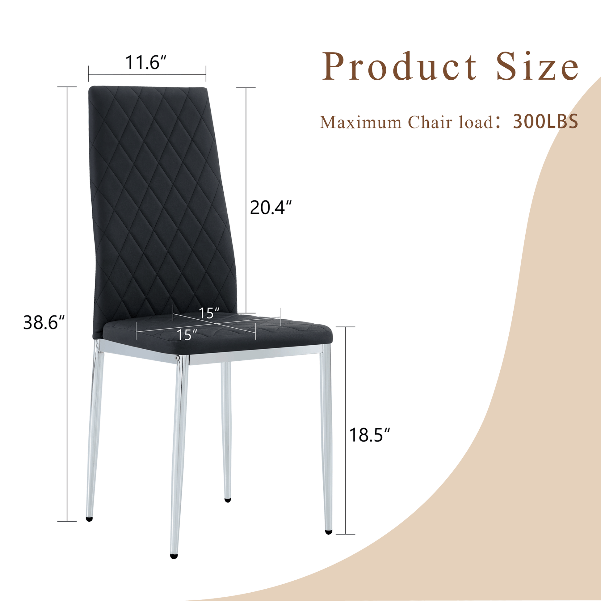 Modern Style Dining Chairs Set of 6 in Black, Essential for Minimalist Homes.Meeting Family Dining Needs,PU Material Seat,Silver Metal Legs,Blending into Various Home Environments.W1151107275 image 2