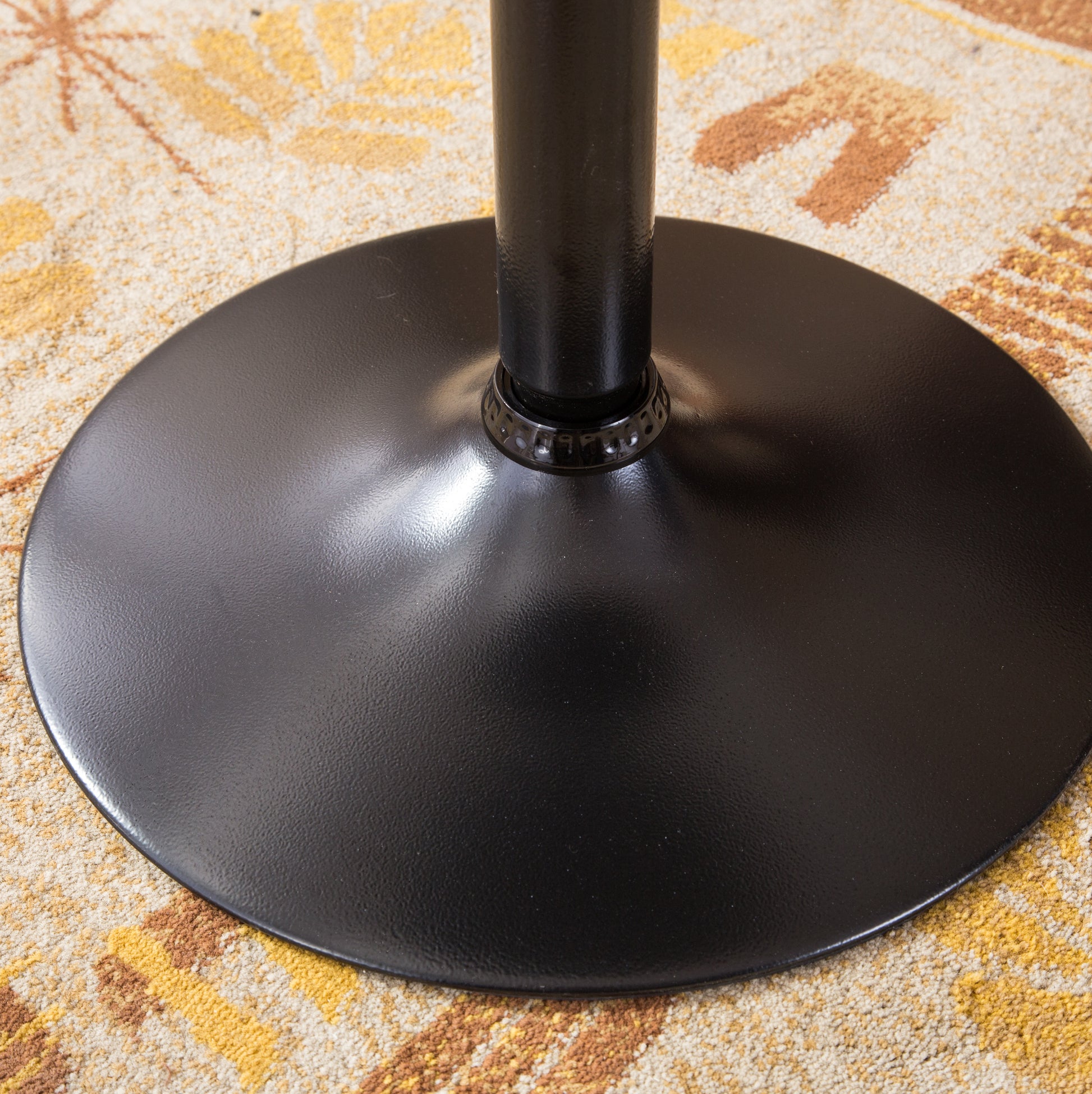 Belham Black Round Top with Black Leg And Base Metal Bar Table and 2 Swivel Black Bonded Leather Adjustable Bar Stool Bar Sets image 9