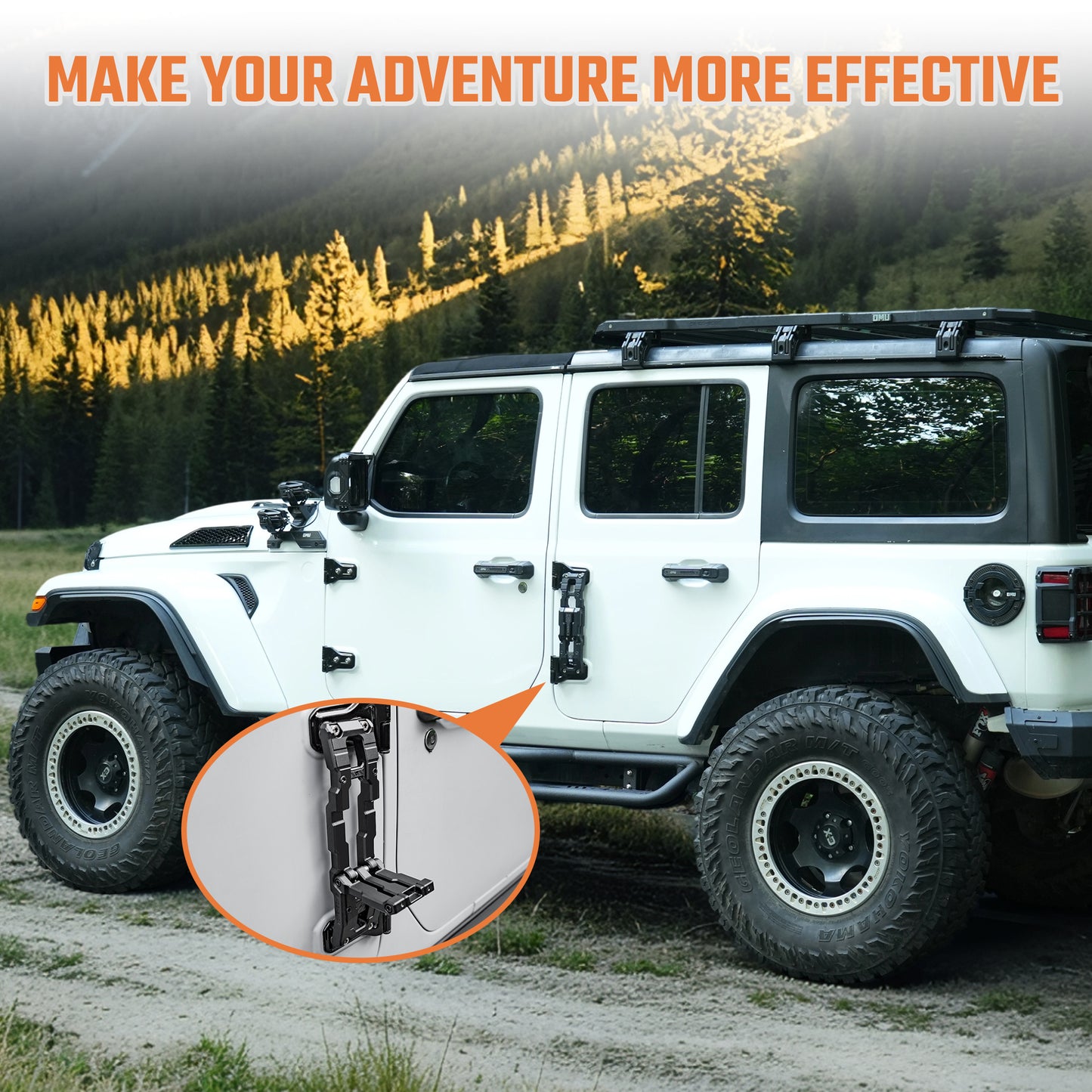 OMU Genesis Series Door Hinge Step Aluminum Door Hinge Step Folding Foot Pedal Side Ladder Compatible with 2007-2017 Jeep Wrangler JK,2018-2026 Jeep Wrangler JL & 2020-2026 Jeep Gladiator image 4