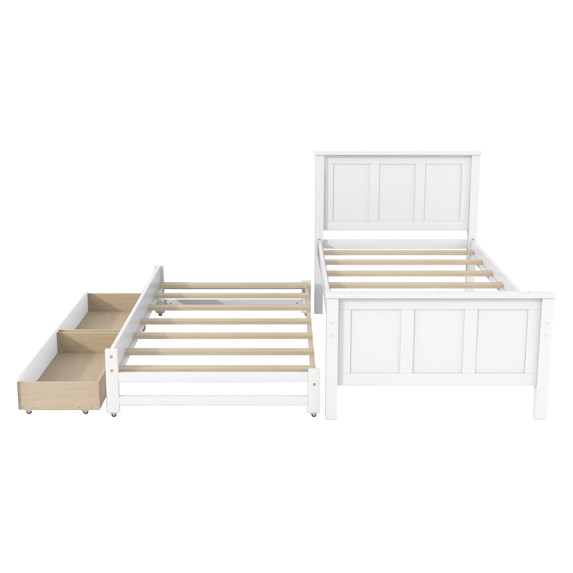 Twin Size Platform Bed with Trundle and Drawers, White(Old Sku:WF298815AAK) image 12