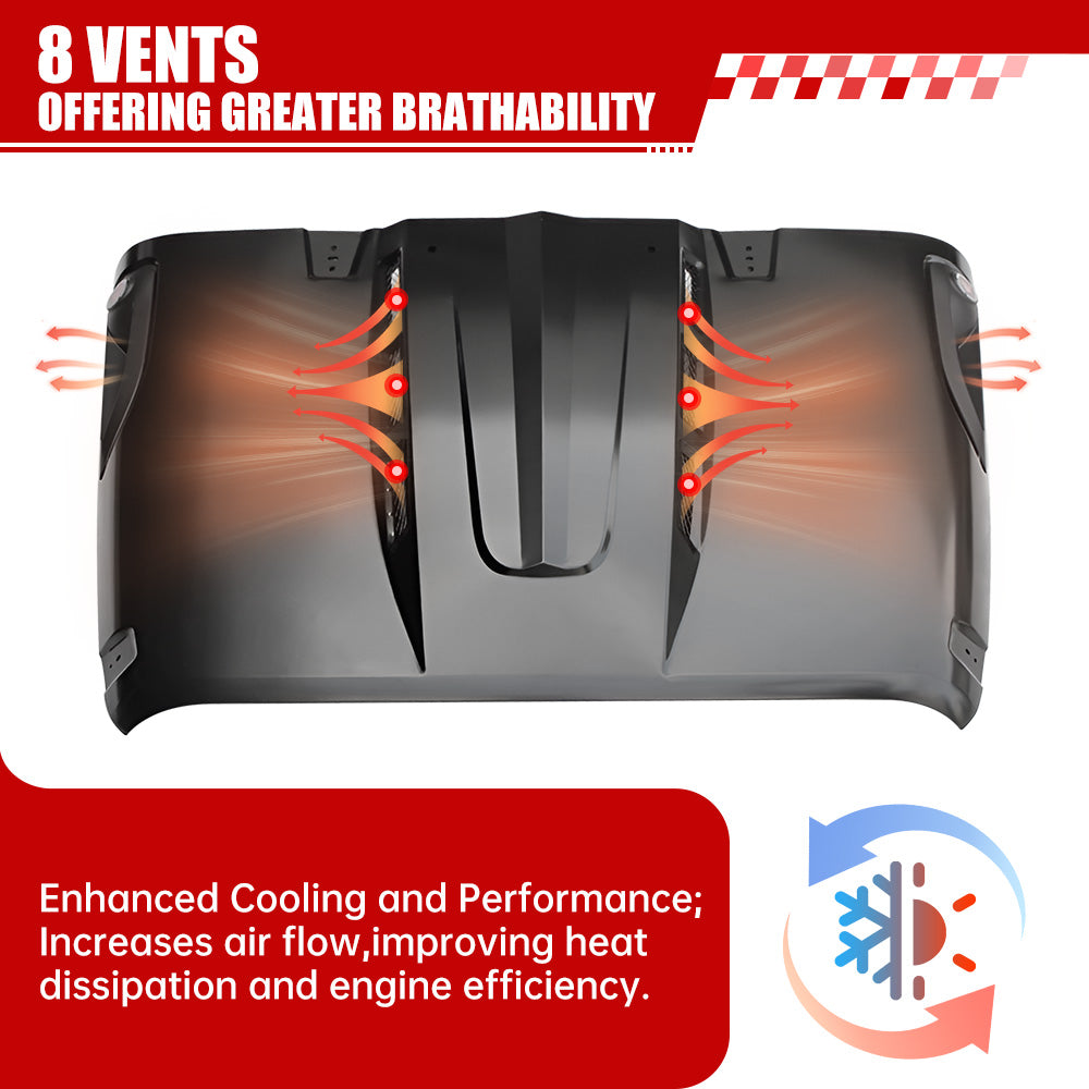 The Avenger Style Replacement Hood Compatible with 2007-2017 Jeep Wrangler JK JKU Unlimited Rubicon Black image 2