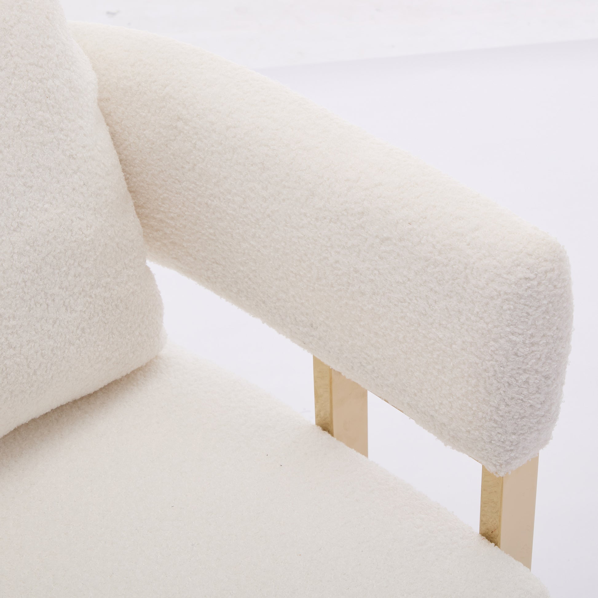 TS Modern decorative chair, living room side chair with gold metal legs, no wheels, suitable for dressing area, reception room, office,Teddy fleece upholstered metal foot sofas 2PCS White image 9