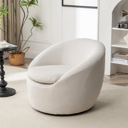 Winnie Modern Teddy Fabric Barrel Chair, 360° Swivel, Beige image 4