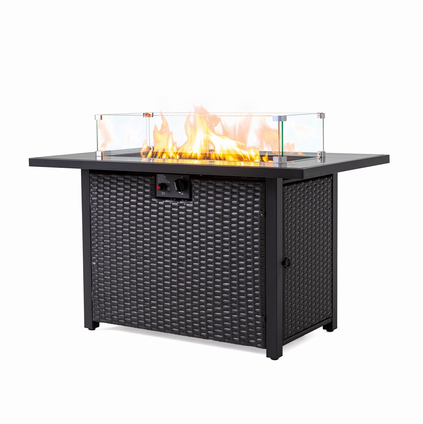 44 Inch 50000 BTU Propane Fire Pit Table, 2-in-1 Rectangular Fire Pit Outdoor Patio Heater Table with Glass Wind Guard for Backyard Garden Gathering image 8