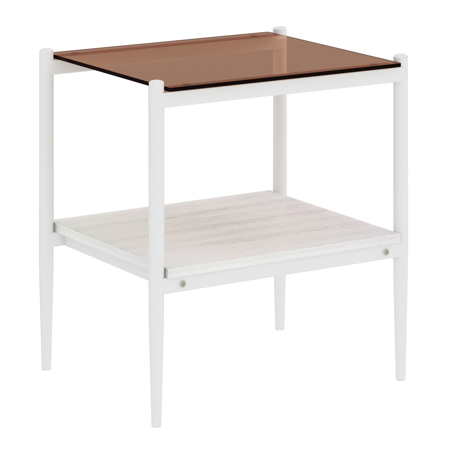 Set of 2 Rectangle End Table, Tempered Glass Tabletop with MDF layer, Modern Table for Living Room, Brown Glass image 6