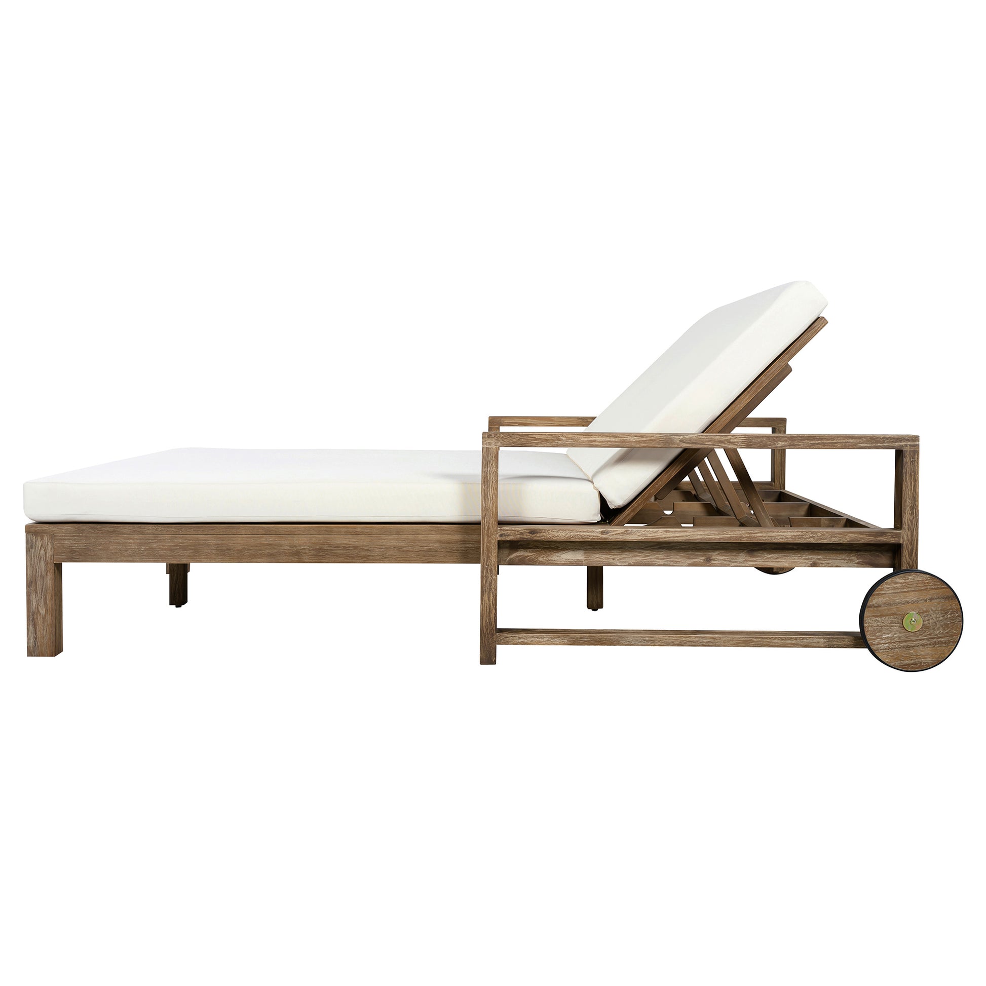 TREXM 1-Piece Farmhouse-styled Wooden Outdoor Sunbed for Ultimate Relaxation Outdoor Daybed Seating 2 People for Poolside, Garden and Backyard (Beige) image 9