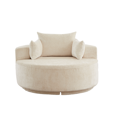 55''L Polyester Foam Single Swivel Chair, Fluffy Modern Sleeper, 360 Degree Swivel Chair for Living Room, Bedroom, Lounge and Projection Room image 10