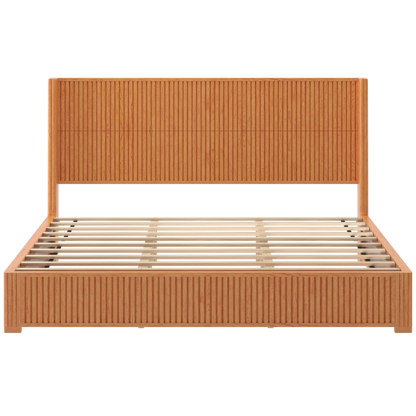 Solid Wood Platform Bed Frame with Headboard, No Box Spring Needed, Floor-standing bed, Easy Assembly, King Size, Natural image 10