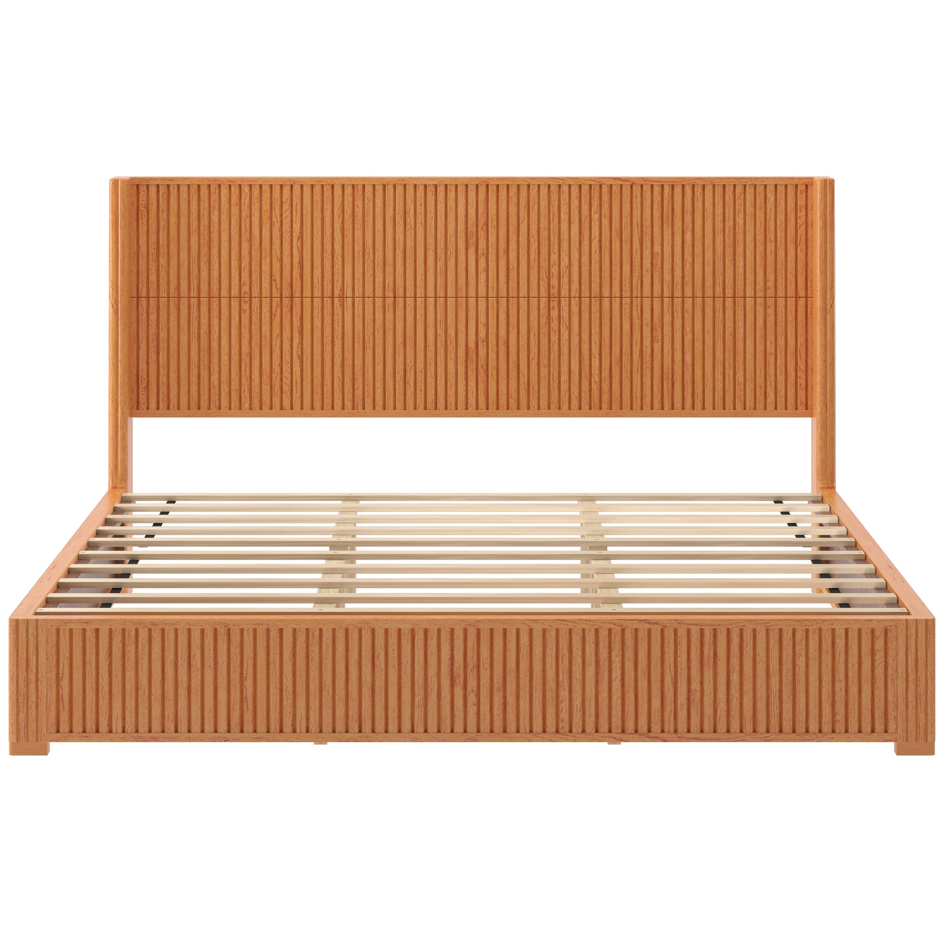 Solid Wood Platform Bed Frame with Headboard, No Box Spring Needed, Floor-standing bed, Easy Assembly, King Size, Natural image 10