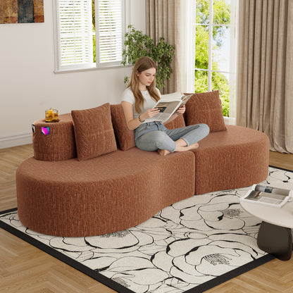 Modern Curved Sectional 3 Seat Minimalist Elegant Half Moon Sofa Compressed Modular Sectional Sofa for Living Room, Office, Apartment image 3