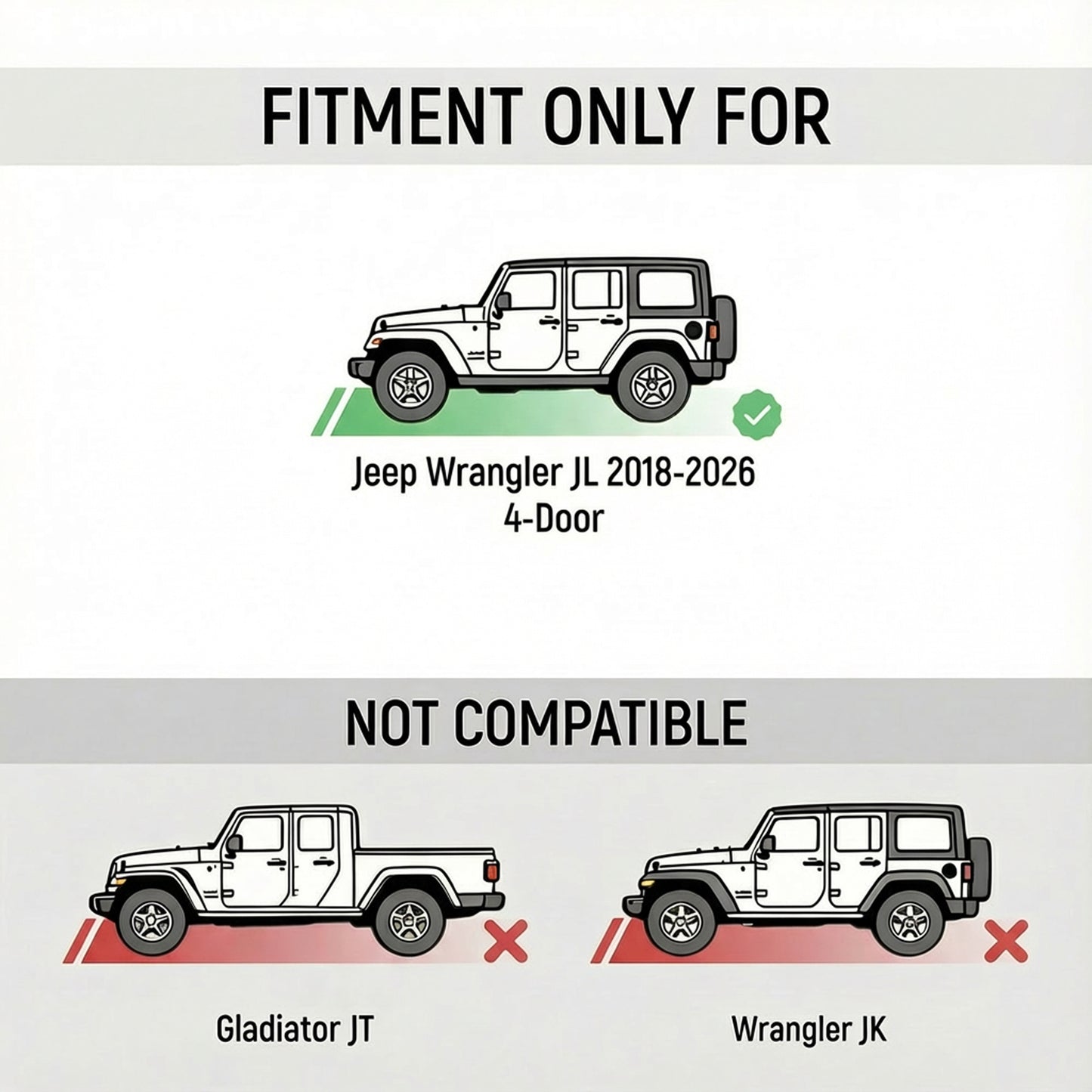 Running Boards with Two Stairs Design All-Steel Build, Bolt-on Side Steps Compatible with 2018-2026 Jeep Wrangler JL 4 Doors, Black Powder Coated Nerf Bar, Hexagonal Pipe Design. image 8