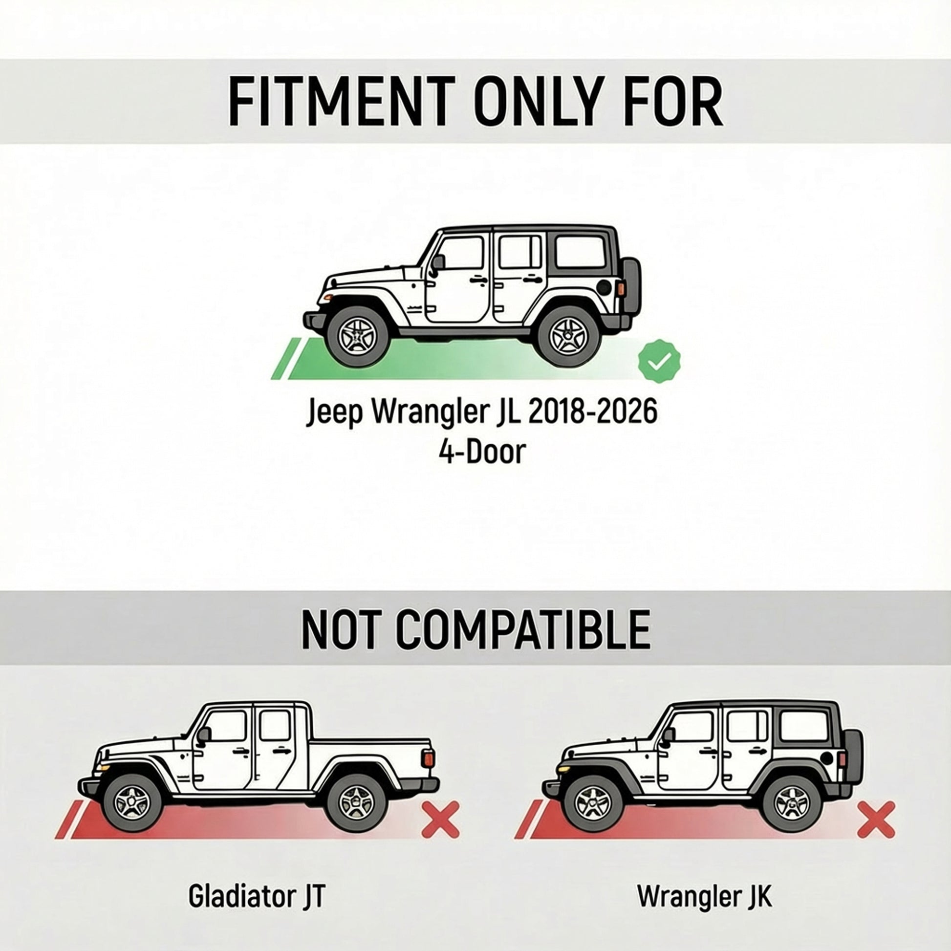 Running Boards with Two Stairs Design All-Steel Build, Bolt-on Side Steps Compatible with 2018-2026 Jeep Wrangler JL 4 Doors, Black Powder Coated Nerf Bar, Hexagonal Pipe Design. image 8