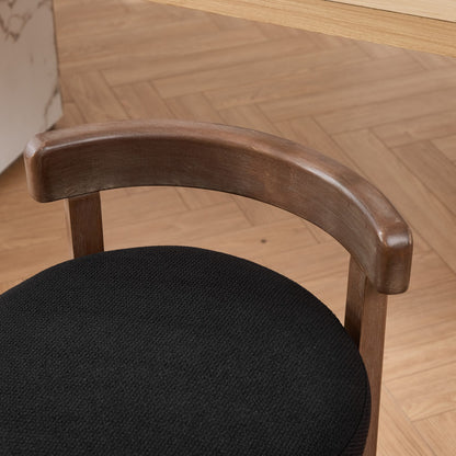 Set of 2 Swivel Counter Stools,Mid-Century Modern Bar Stools with Back,26 Inch Seat Height,Solid Wood Frame,Soft Linen Upholstered Bar Chairs with Footrest,Ideal for Kitchen Island,Black,SW1882BK image 10