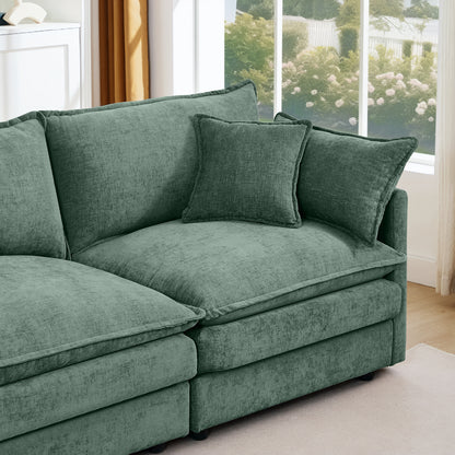 Modular Sectional Sofa, 102 Inch L Shaped Couch Set for Living Room, 3-Seater Comfy Cloud Couches with Movable Ottoman, DIY Combination, Chenille, Mint Green image 7