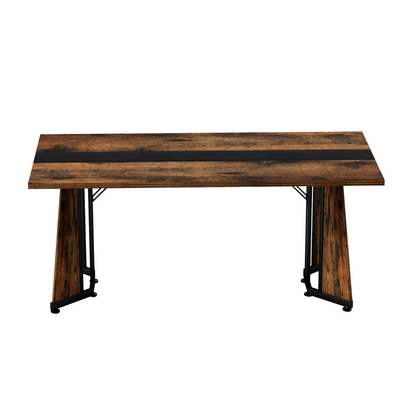 70.9"Rectangular Large Dining Table, Waterproof Large Desk for 8 People, Deluxe Family Dining Table with Adjustable Legs for Kitchen,Living Room,Office, Rustic Brown,70.9''W x 35.4''D x 30.3''H image 9