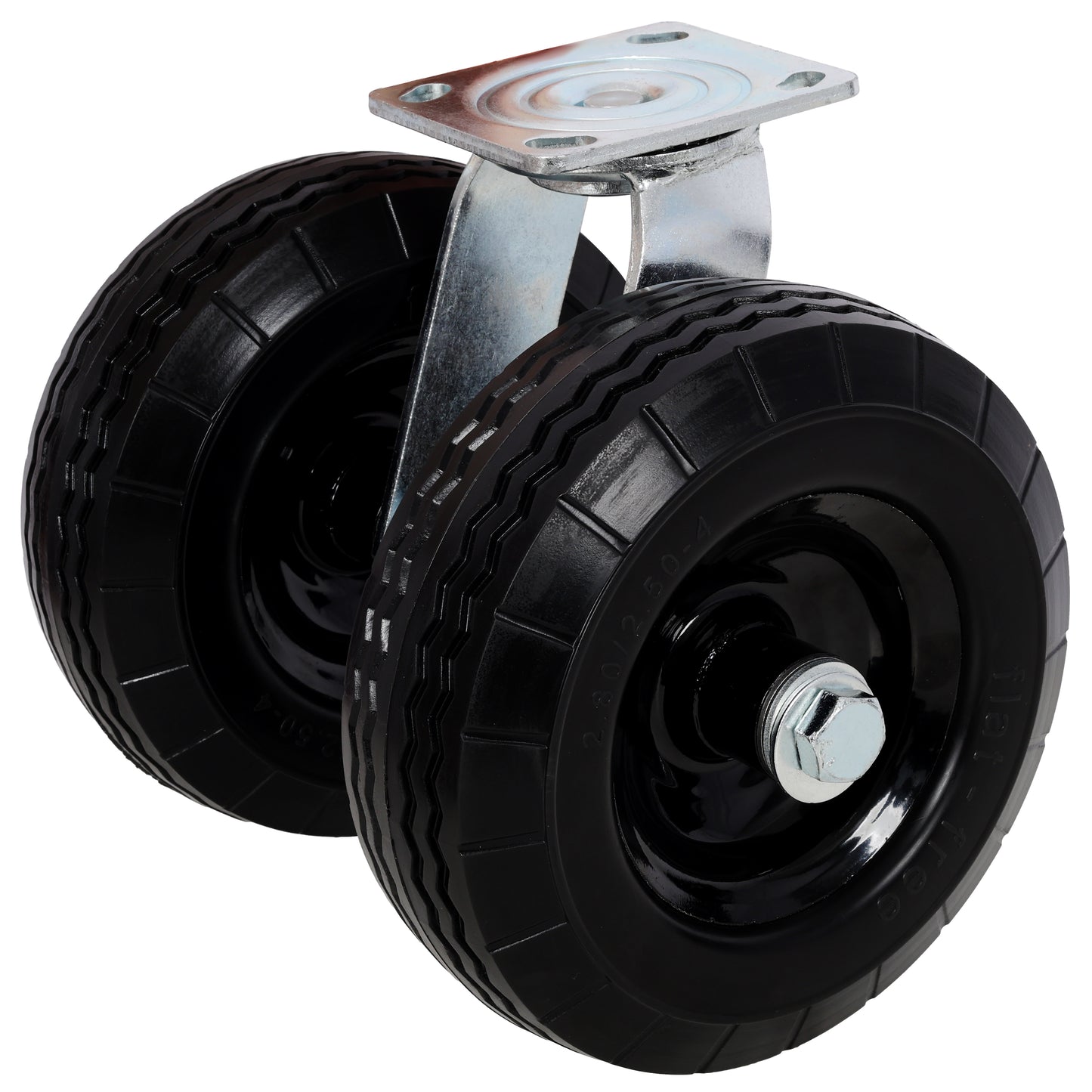 8 in Dual Flat Free Wheels Swivel Caster, 660LBS LOAD CAPACITY BLACK COLOR image 3