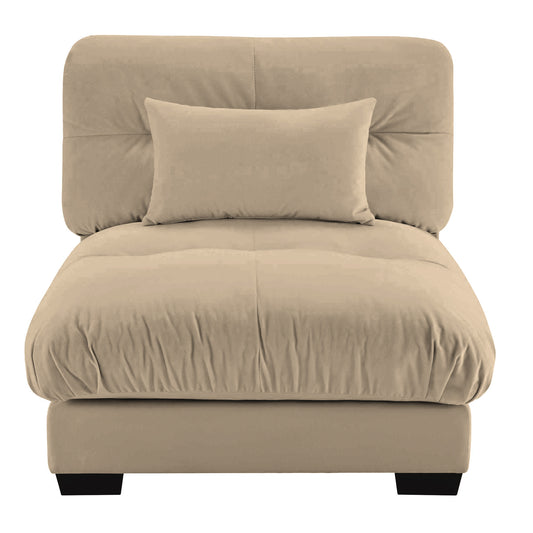 Milano Armless Sofa Beige velvet front view