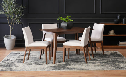 5-Piece Dining Table Set with One Solid Wood Frame Table and 4 Upholstered Chairs for Dining Room, Walnut+Light beige (same sku: N759S924557K / N759S004001K) image 3