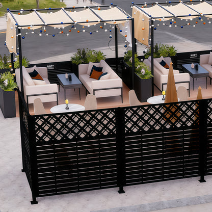 W48'' x H47.3'' x 2 Panels Metal Privacy Screen, Outdoor Privacy Panels, Trash Can Enclosure, Air Conditioner Fence, Pool Equipment Enclosure, Backyard Fencing, Rhombus Black image 7
