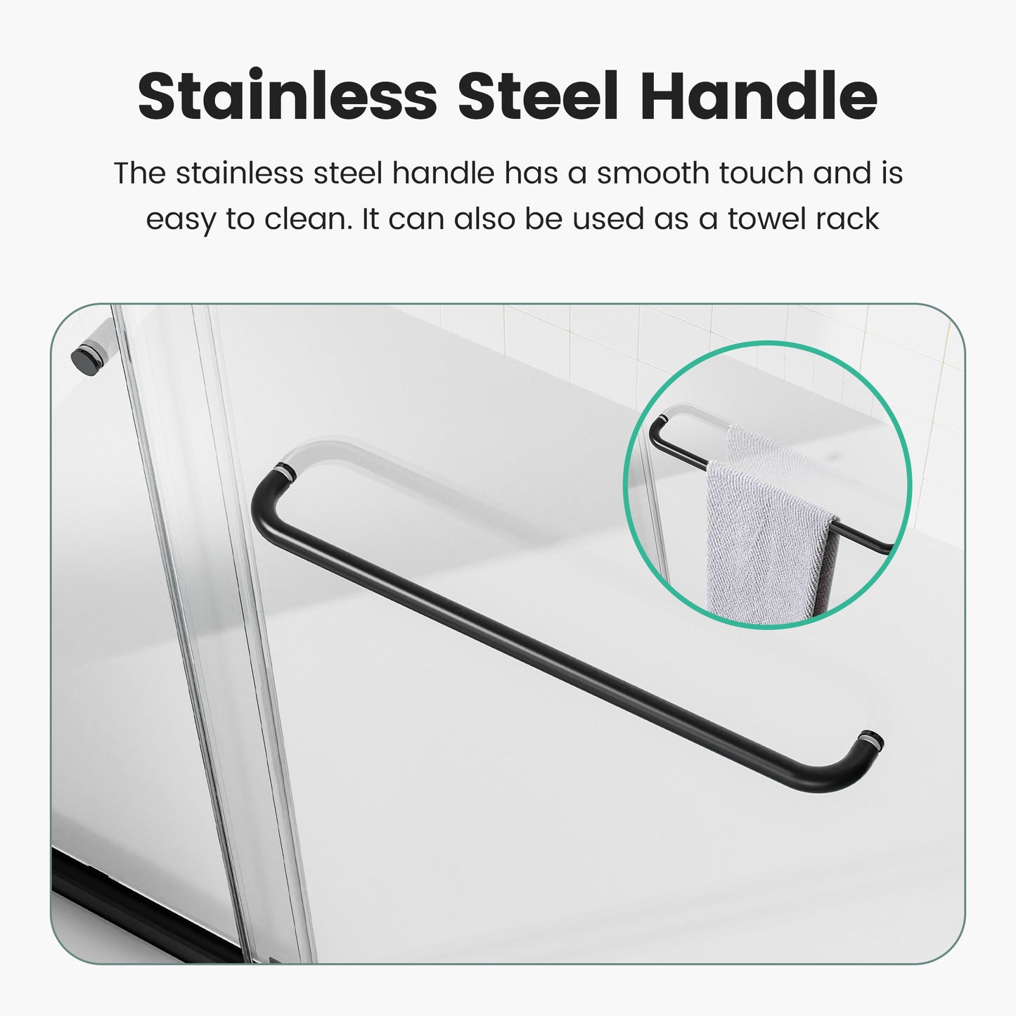 44"-48"W*72" H Semi-Frameless Double Sliding Shower Door, Bypass Shower Door, 1/4" (6mm) Thick SGCC Tempered Glass Door, Matte Black image 5