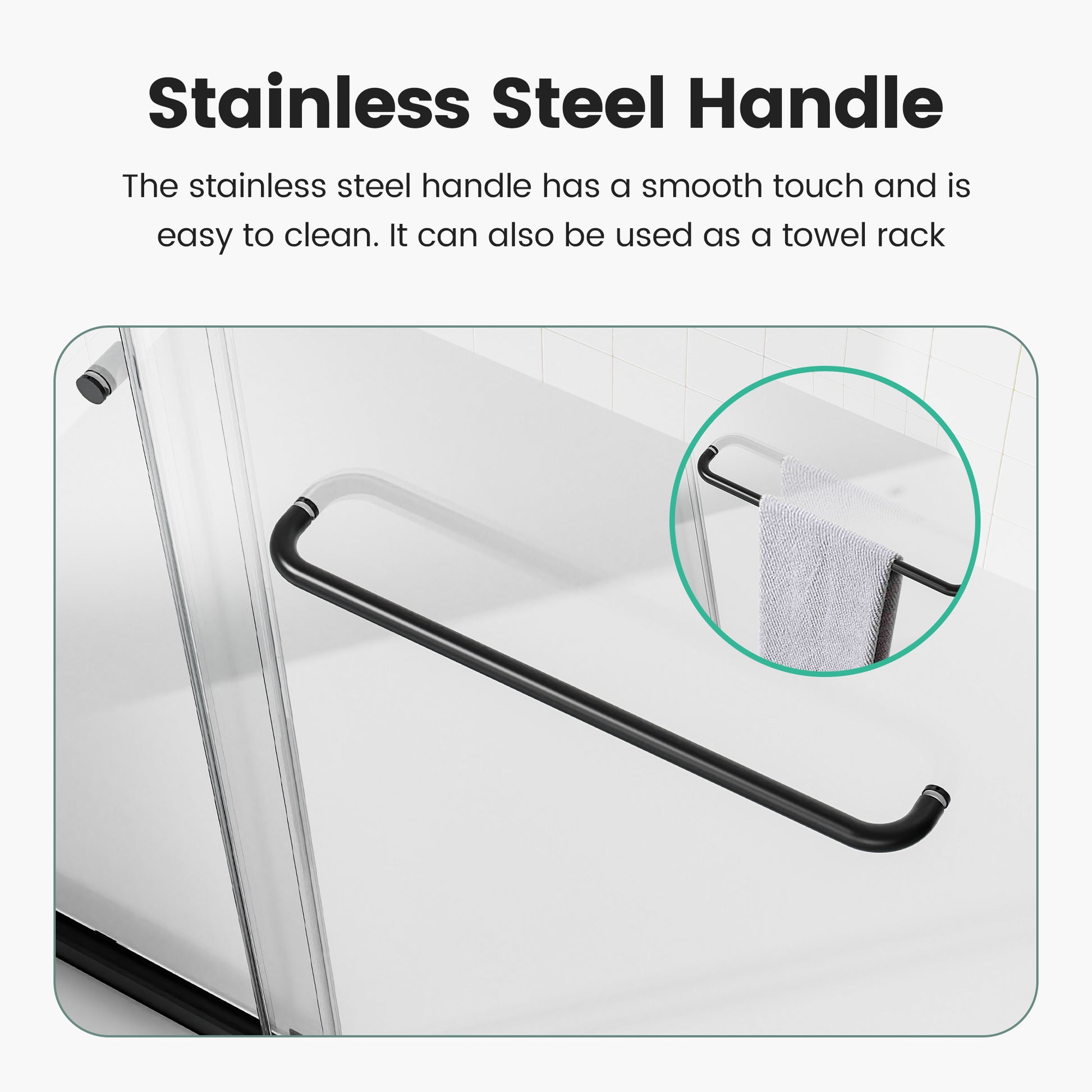44"-48"W*72" H Semi-Frameless Double Sliding Shower Door, Bypass Shower Door, 1/4" (6mm) Thick SGCC Tempered Glass Door, Matte Black image 5