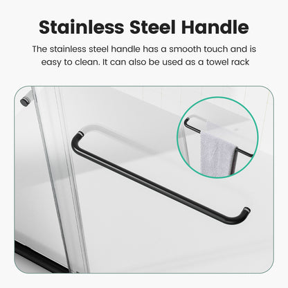 44"-48"W*72" H Semi-Frameless Double Sliding Shower Door, Bypass Shower Door, 1/4" (6mm) Thick SGCC Tempered Glass Door, Matte Black image 5