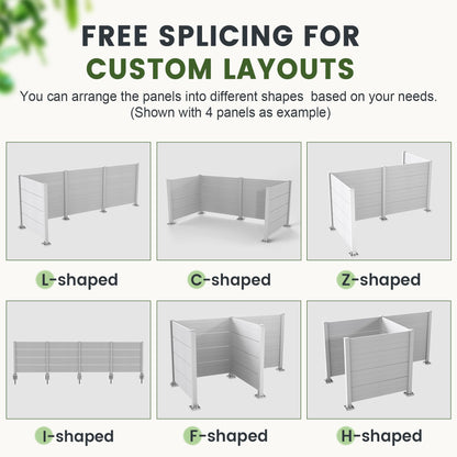 50" W x 49" H Outdoor Privacy Screen, Air Conditioner Fence, All-Weather Vinyl Privacy Fence Screens with Aluminum Posts, 4 Panels, White image 4