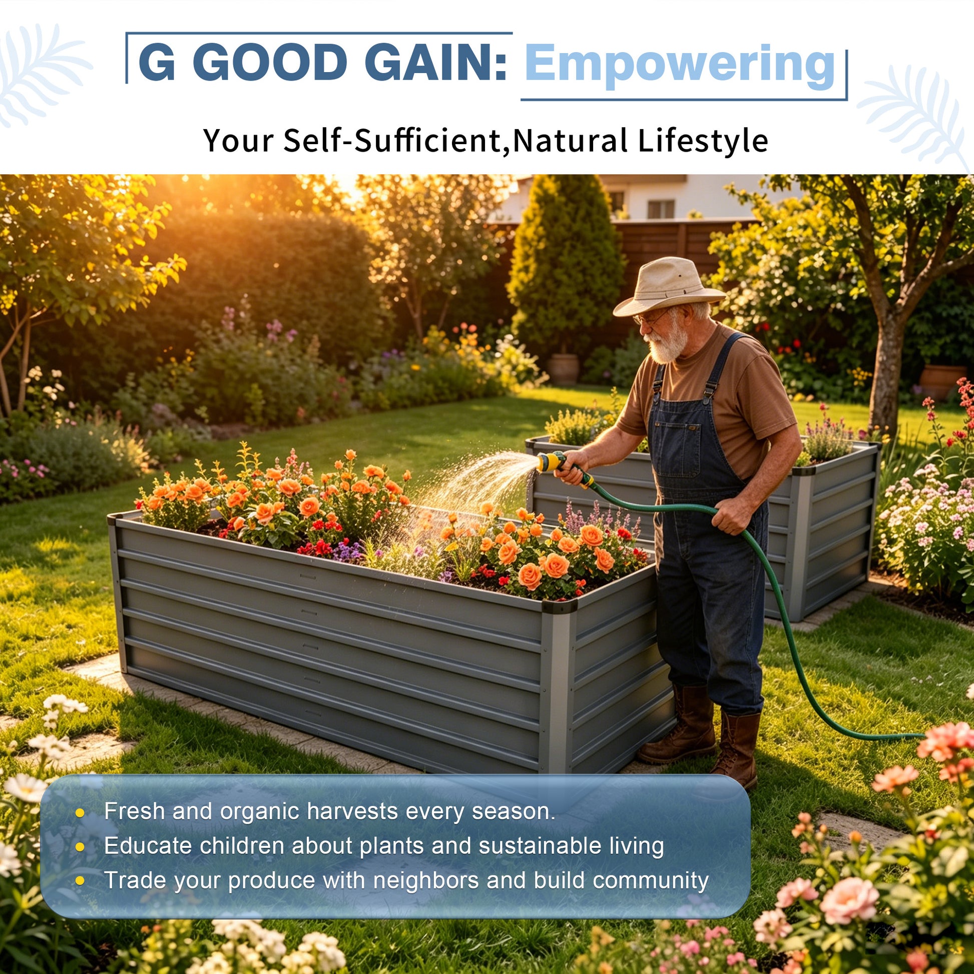6x3x2ft 2pcs Large Raised Garden Bed Kit, Grey Rectangular Galvanized Metal Outdoor Garden Bed, Planter Raised Garden Boxes Outdoor Garden Beds for Growing Plants, Vegetables and Flowers. image 4